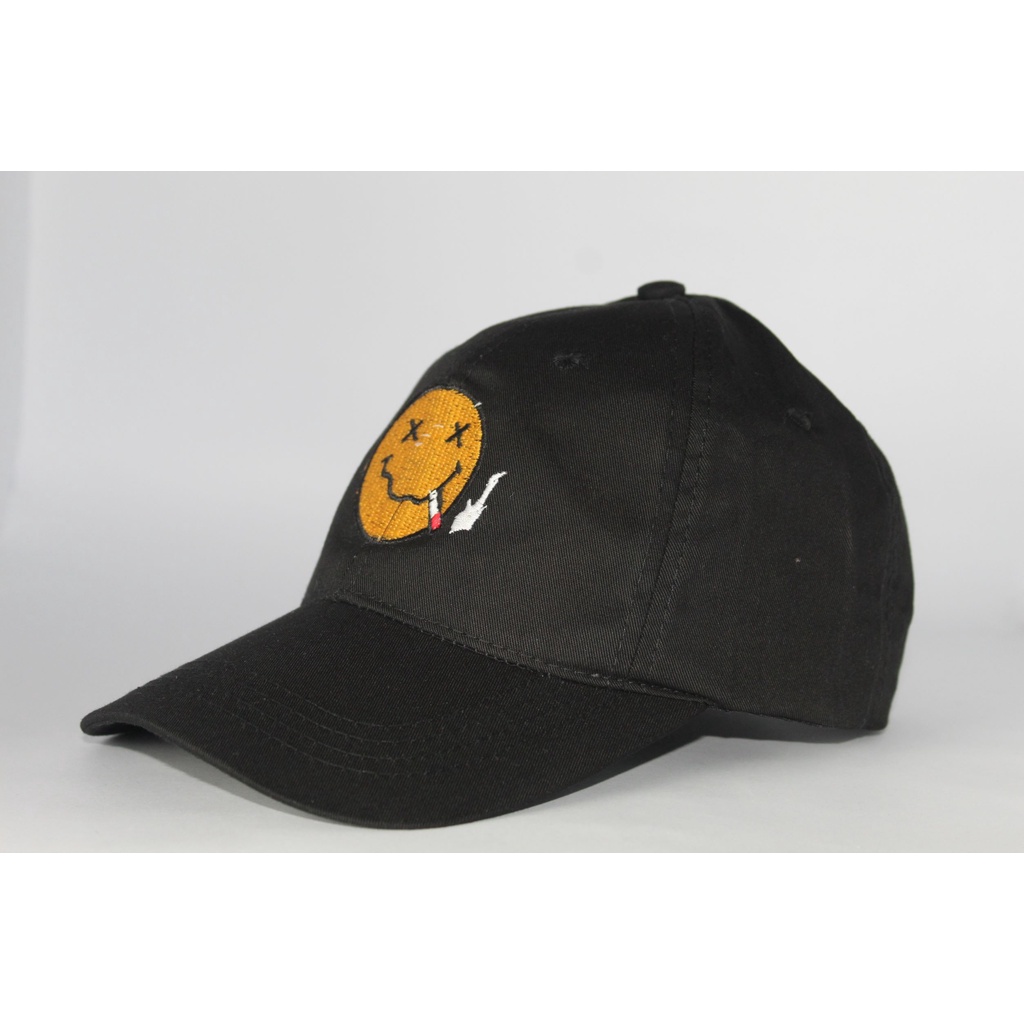 Topi baseball emoji smile/Topi keren/TOPI Motif SMILE