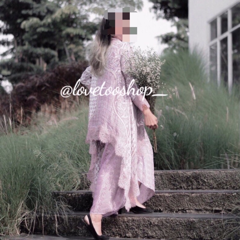 Zayba set batik viscose lace / outer batik with lace / set batik