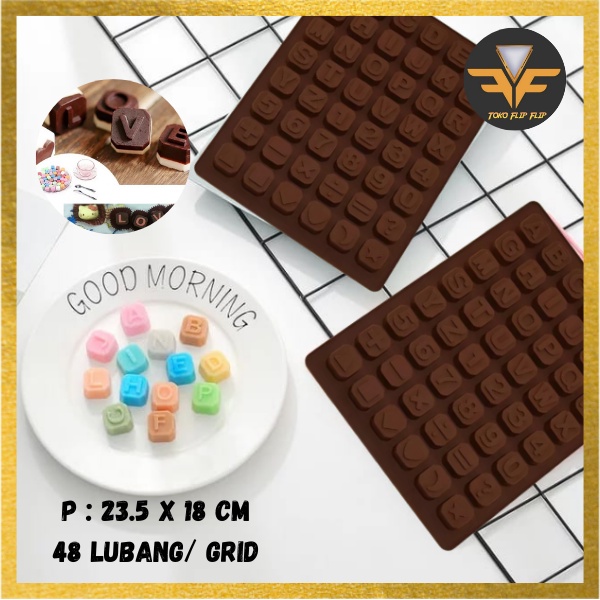 Cetakan Coklat Huruf Angka Simbol 48 Grid Silicone Baking Molds Cetakan Coklat Jelly Pudding Es Batu Huruf Angka 48 Grid Silicone TERMURAH TERLARIS