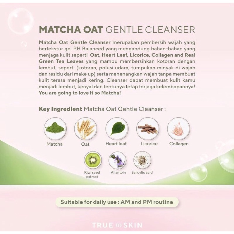 TRUE TO SKIN Matcha Oat Gentle Cleanser - Gentle Facial Wash