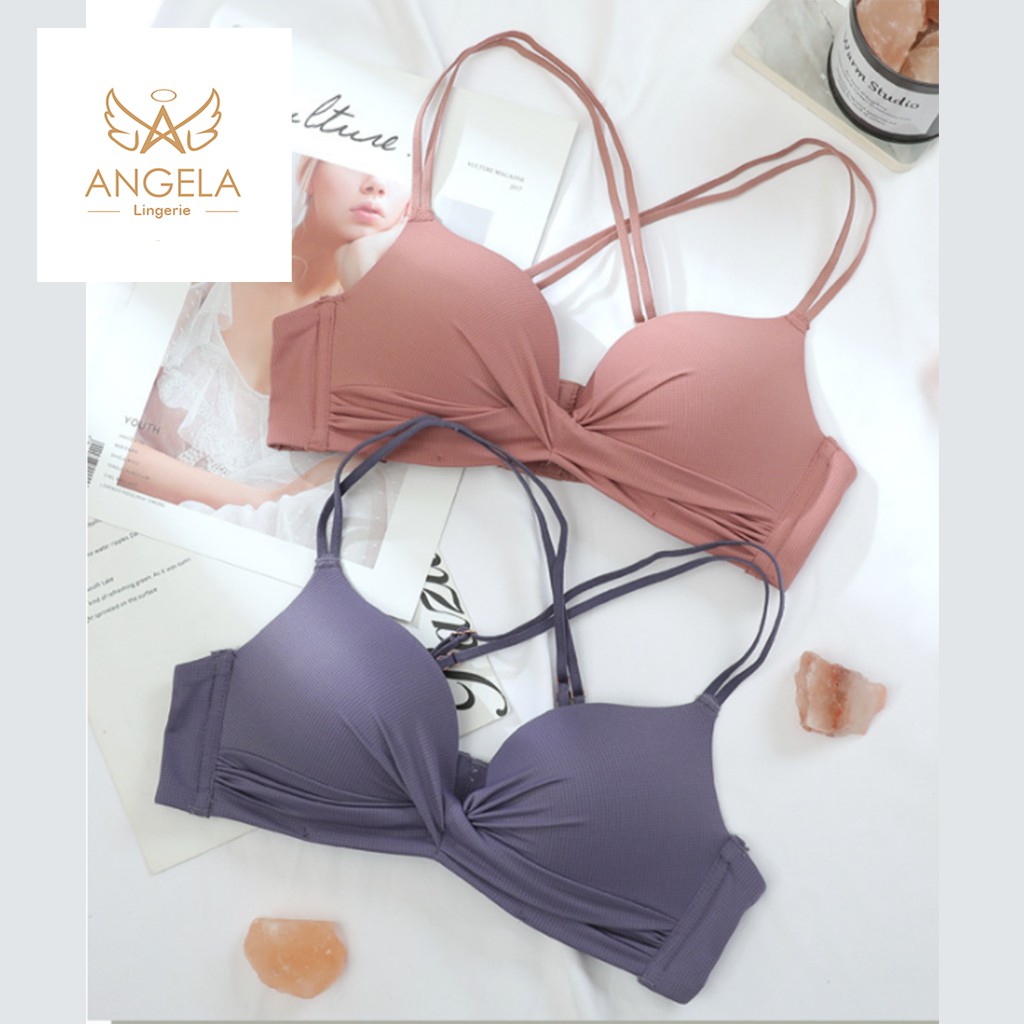 [ COD ] ANGELA Premium JAPAN Quality Seamless Sport Push Up Bra Wanita Set Tanpa Kawat Lingerie Sexy