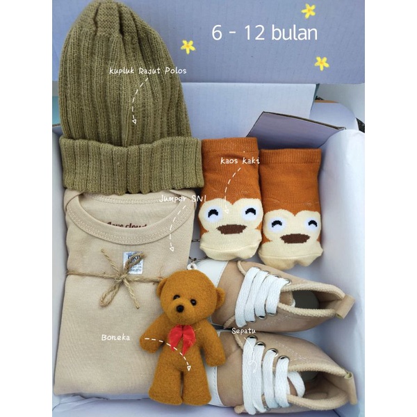 Hampers Bayi Newborn Baby Gift Set Unisex Kado Lahiran Parcel Bayi Laki-laki Perempuan-Premium Coklat Polos