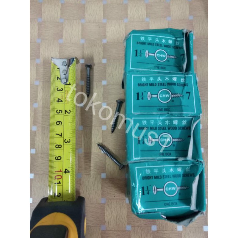 SEKRUP SKRUP KAYU 1 1/4&quot; INCI 1 1/2 INCHI x7 HITAM