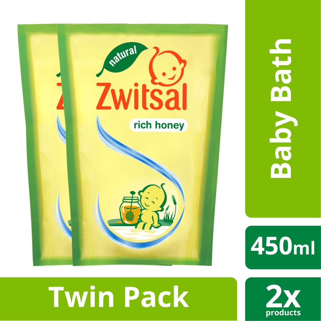 Jual Zwitsal Baby Bath Milk & Honey Natural Refill 450 ml Twin Pack