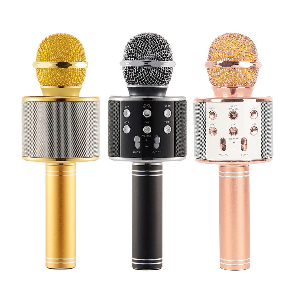 Mic Bluetooth Karaoke Wster WS858 Mikrofon wireless Murah