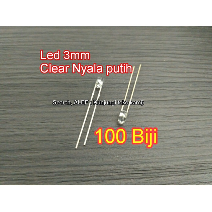 led 3 mm 100 biji clear nyala putih 3mm bening menyala white