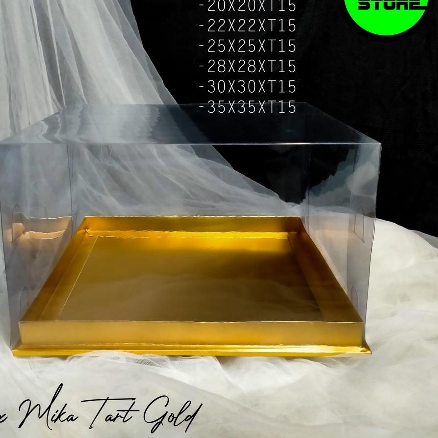 

✾ BOX KUE TART MIKA GOLD UKURAN 20X20XT15 ✯