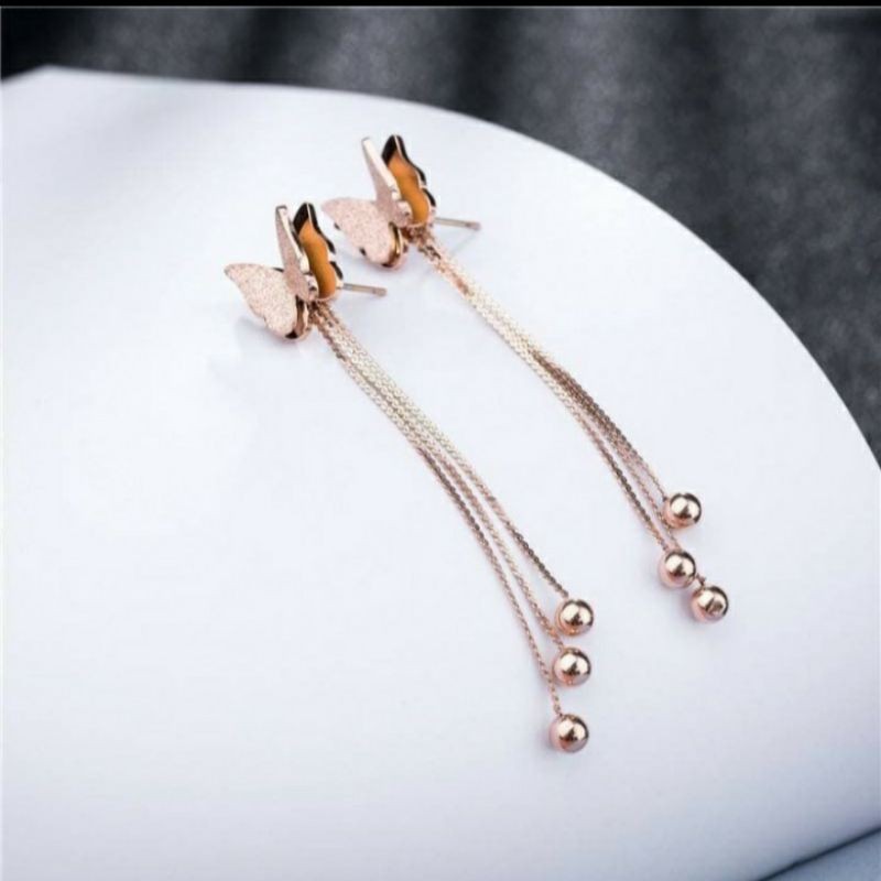 anting titanium wanita model kupu kupu jurai