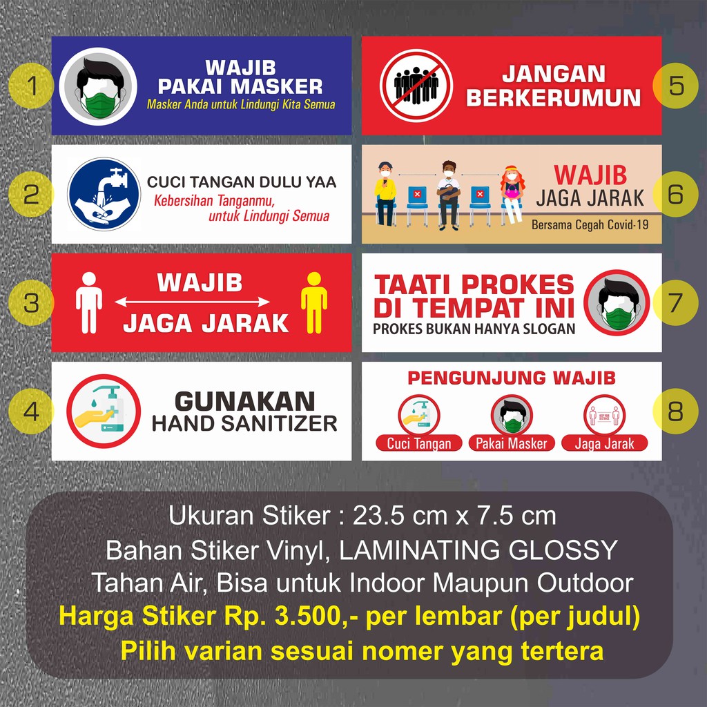

Sticker Prokes New Normal - Wajib Pakai Masker - Jaga Jarak - Social Distancing - Cuci Tangan