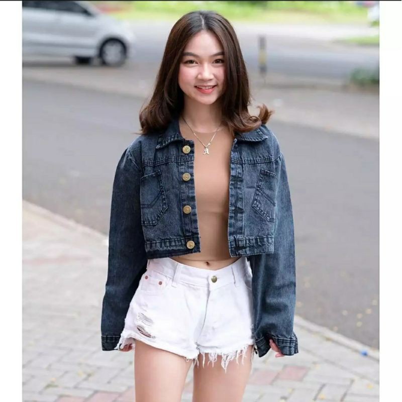 Summer Jaket Jeans Crop Wanita