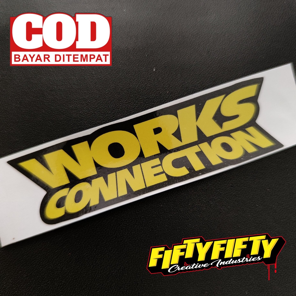 Stiker Print Cut WORK CONNECTION Stiker Printing Laminasi Glossy Tahan Air Stiker Motor Mobil Helm Sudah Membentuk Pola Desain