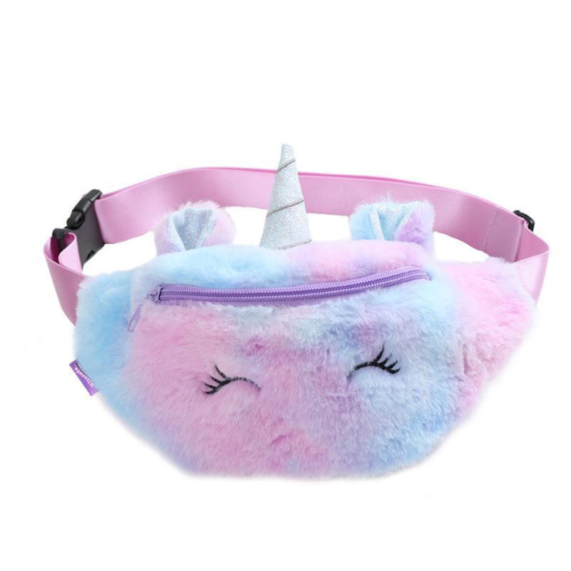 WAISTBAG UNICORN/TAS PINGGANG ANAK BAHAN VELVO BULU UK.25*25Cm