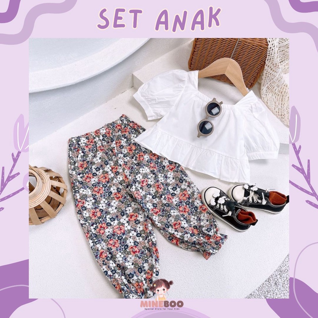 mineboo SET CLANSY POP EBV Baju Setelan Anak Perempuan Import Berkualitas