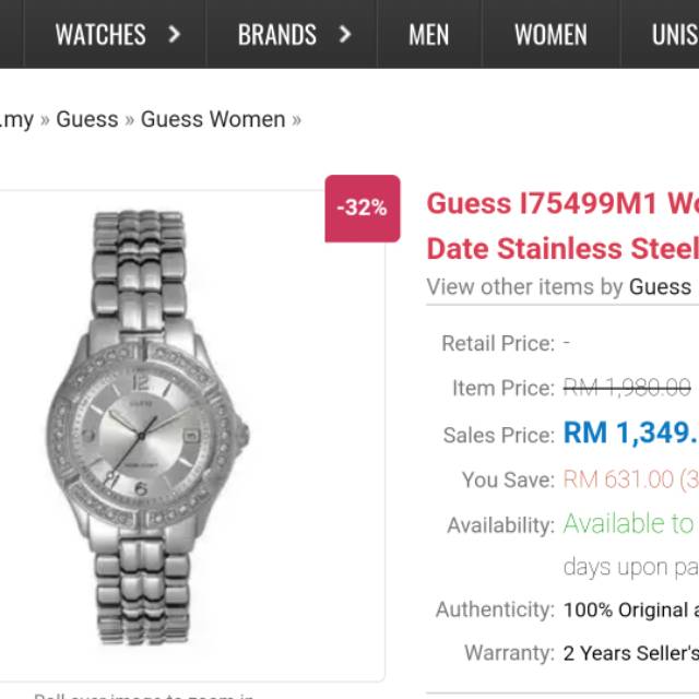 Jam tangan guess bekas second watches original ori preloved