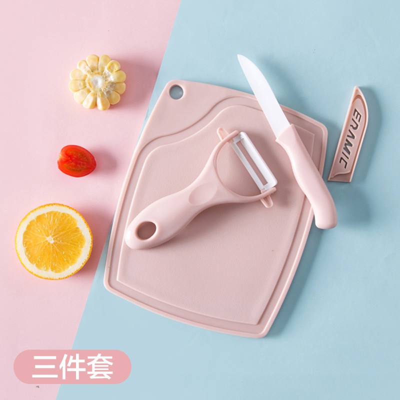 Pisau Dapur 1 Set Pisau Ceramic Peeler Sayur Buah dan Talenan 3Pcs