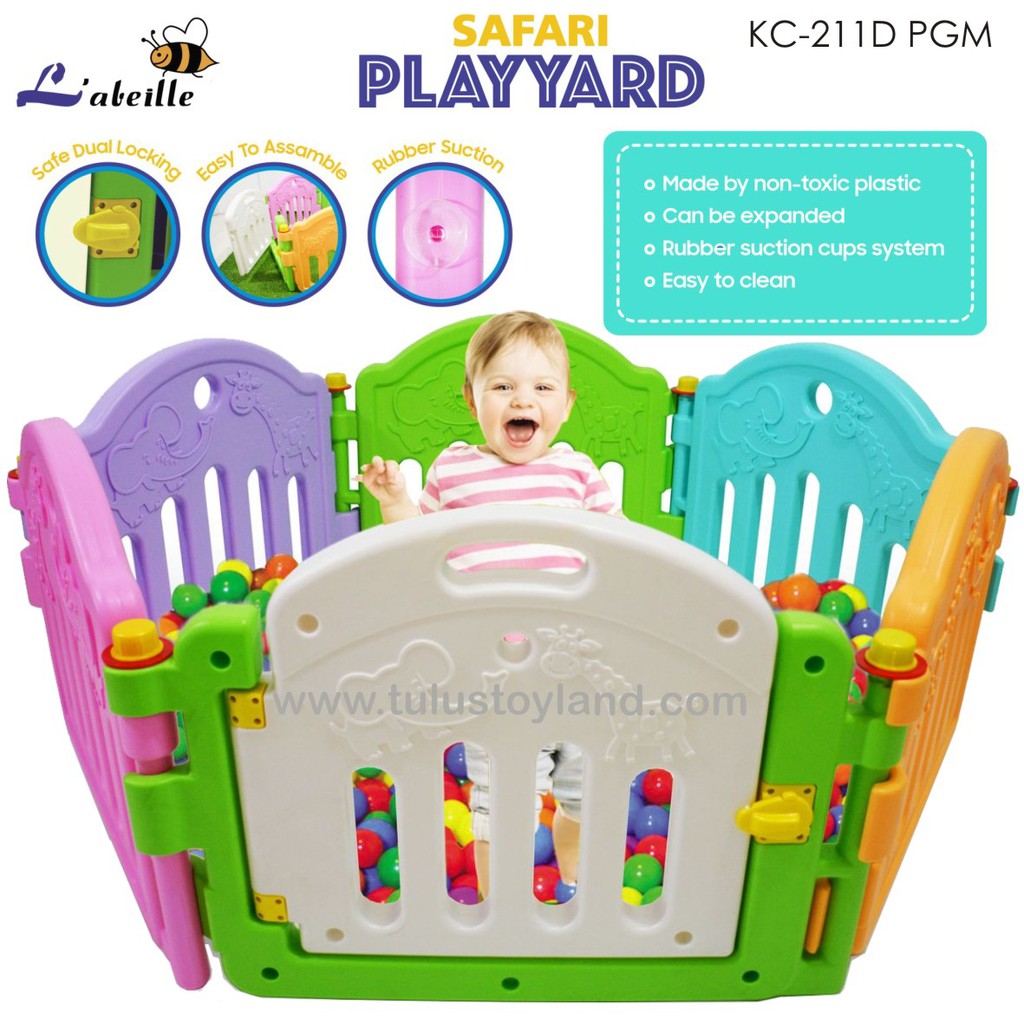 Pagar Bayi Labeille Safari Play Yard KC211 dengan pintu Baby Fence playard playpen mandi bola