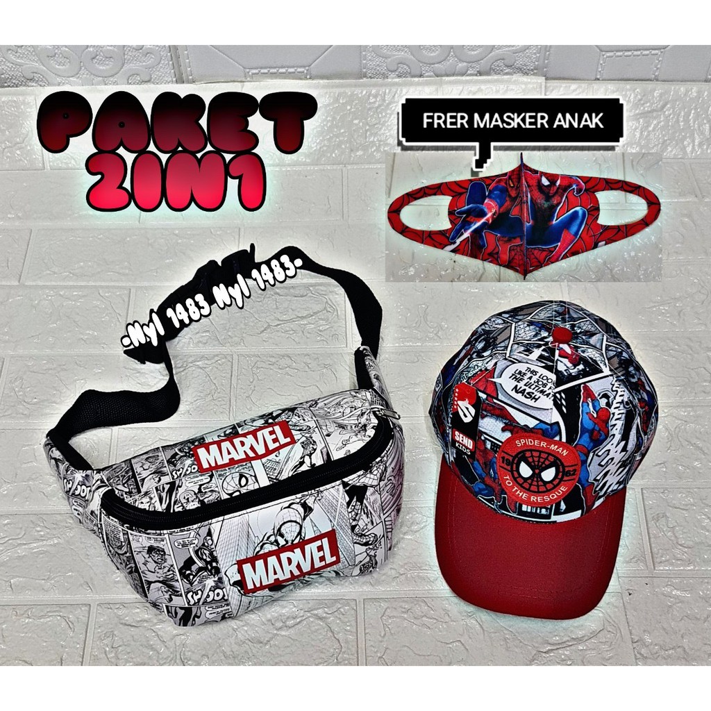 [BISA COD] NSTORE_15 PAKET 2 IN 1 WAISTBAG &amp; TOPI ,WAISTBAG ANAK LAKI LAKI LAKI,TAS SELEMPANG ANAK