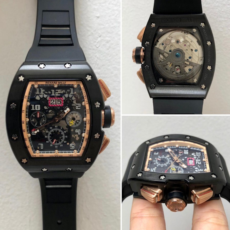 CASH BACK JAM TANGAN RM 011 BLACK BODY ROSEGOLD RING LIMITED EDITION GARANSI 1 TH