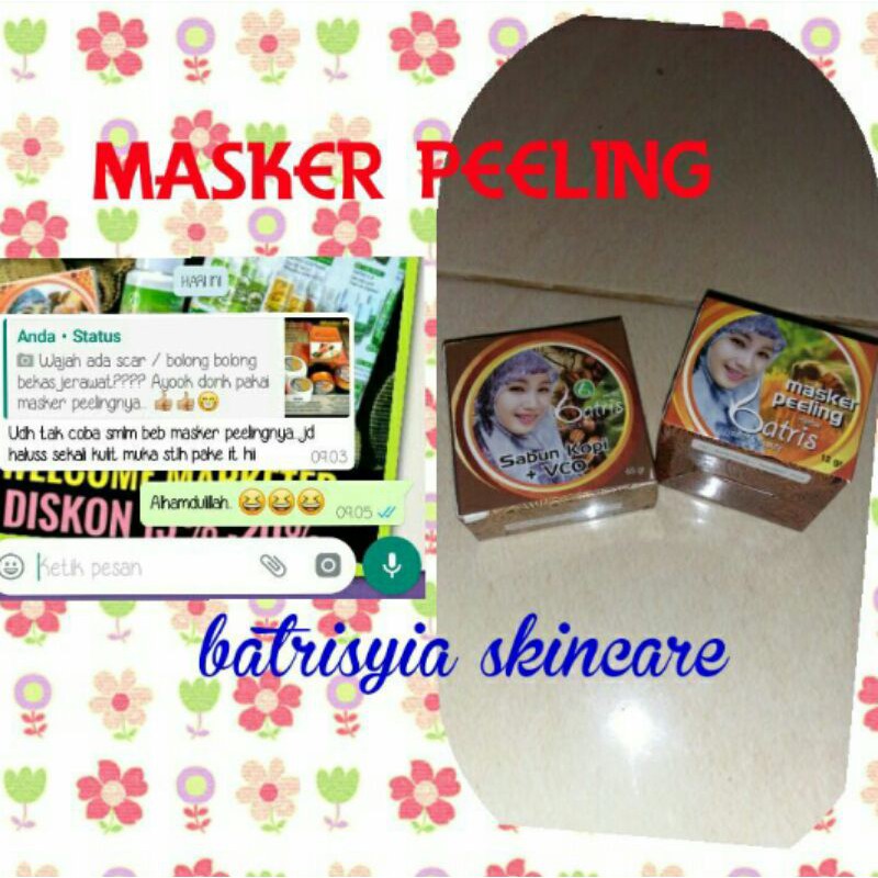 Masker peeling,  masker kopi batrisyia herbal, penghilang flek,  bopeng,  bekas jerawat,  komedo