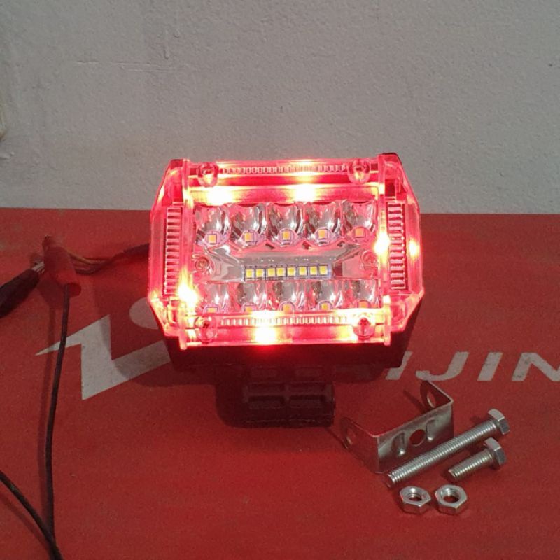 Lampu Tembak Sorot CWL 18 Mata LED Flash Senja Merah Biru Universal