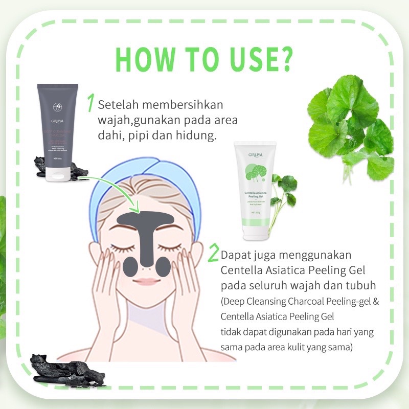 [BPOM] GIRLPAL Centella Asiatica Peeling Gel 100g Facial Glowing Blackhead Cleaner Body Exfoliating Mencerahkan Dan Mengangkat Sel Kulit Mati Girl pal charcoal Girlpal aloevera gel shooting gel