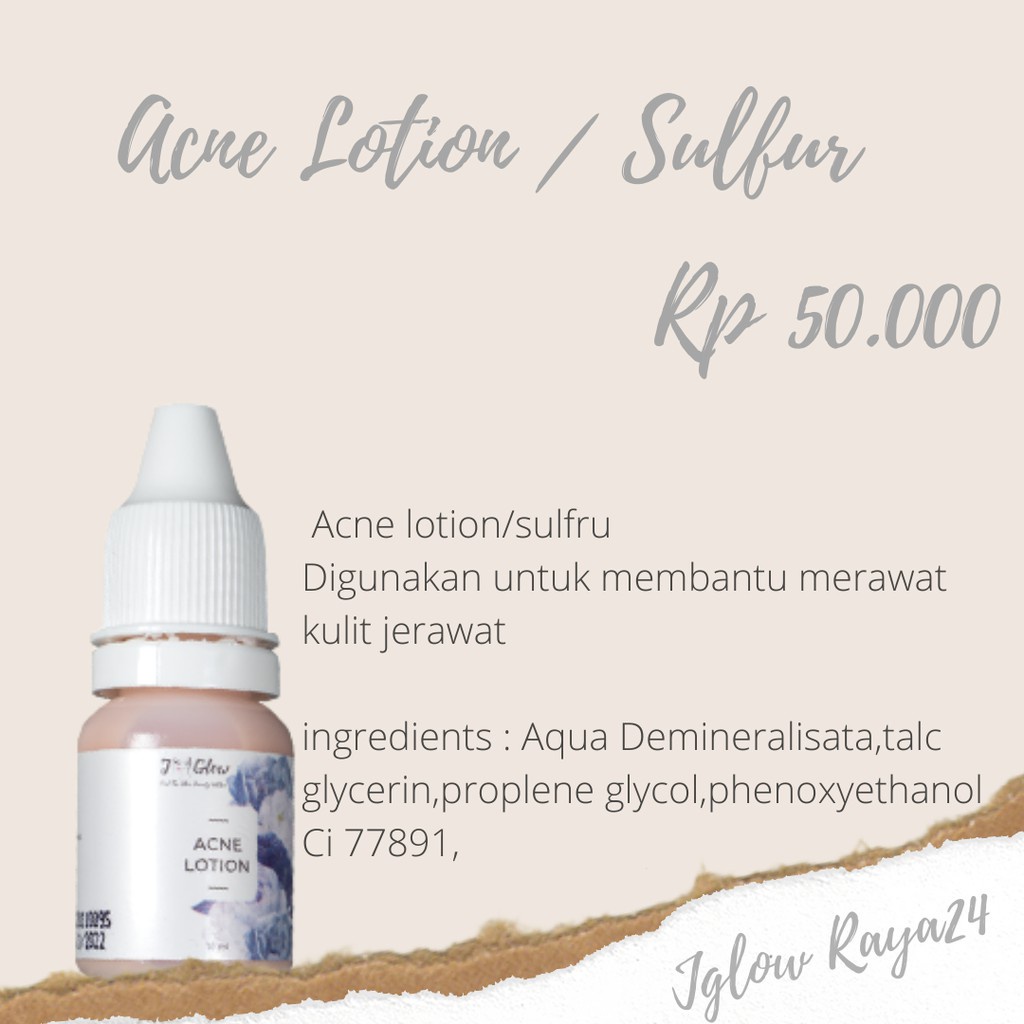 Jglow Skincare Paket Extra Acne Sulfur Whitening Cream Skin glowing Perawatan  Paket Kecantikan-5