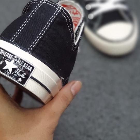 ♖ SEPATU CONVERSE 70S LOW HITAM PUTIH GLOSSY GRADE ORIGINAL - Hitam, 39 ✶