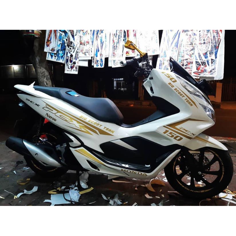 Striping Cutting Sticker PCX 150 PCX 160 Putih Gold Elegan