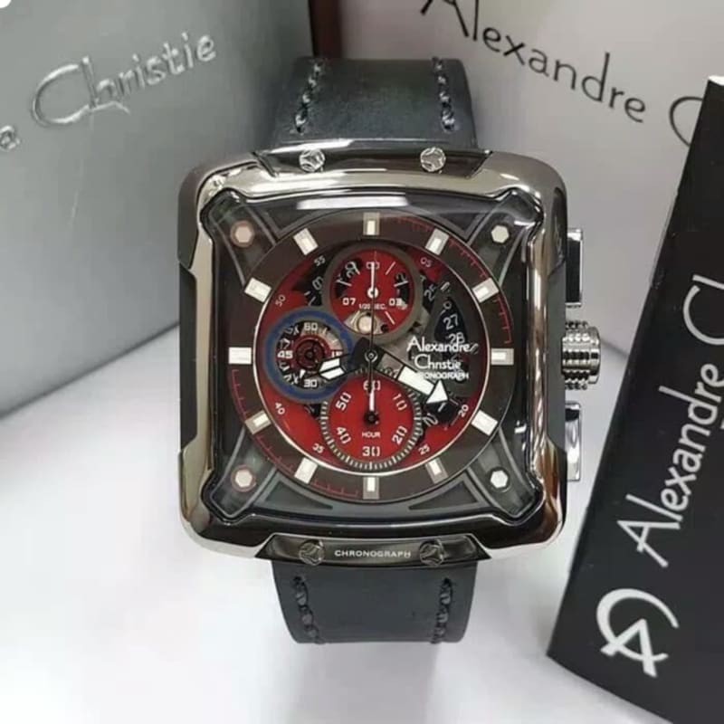 Jam Tangan Pria Alexander Christie Ac3039 Original garansi resmi Black Red