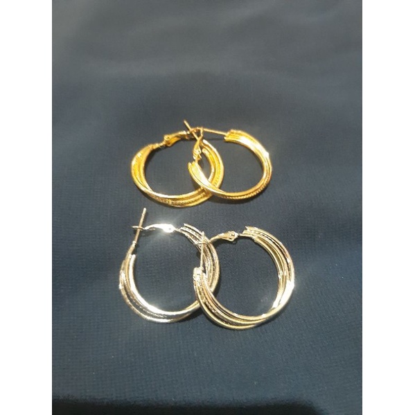 Anting hoop anting bulat berlapis ukuran kecil 3cm