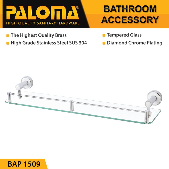 PALOMA BAP 1509 Rak Kaca Tempat Sabun Glass Shelf Dinding Kamar Mandi