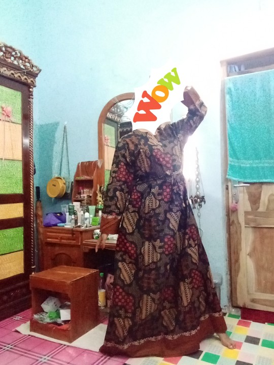 Ms Gamis Batik Sriwedari Maxi Jumbo Bumil/busui Katun Sogan Allsize Ld 104 Dan 120.
