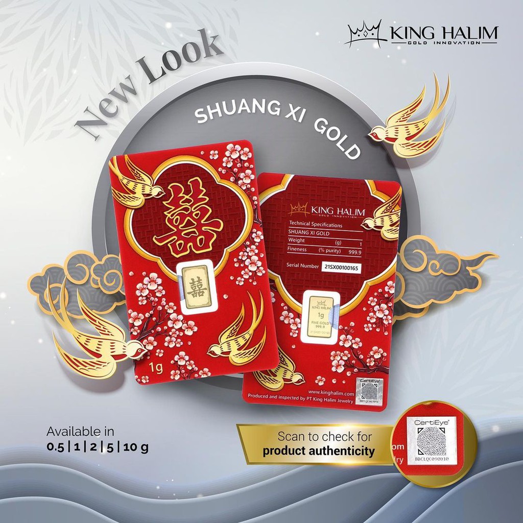 Logam Mulia King Halim / LM KH &quot;Shuang Xi / Double Happiness&quot; 24K 10 gram - SDW Gold -