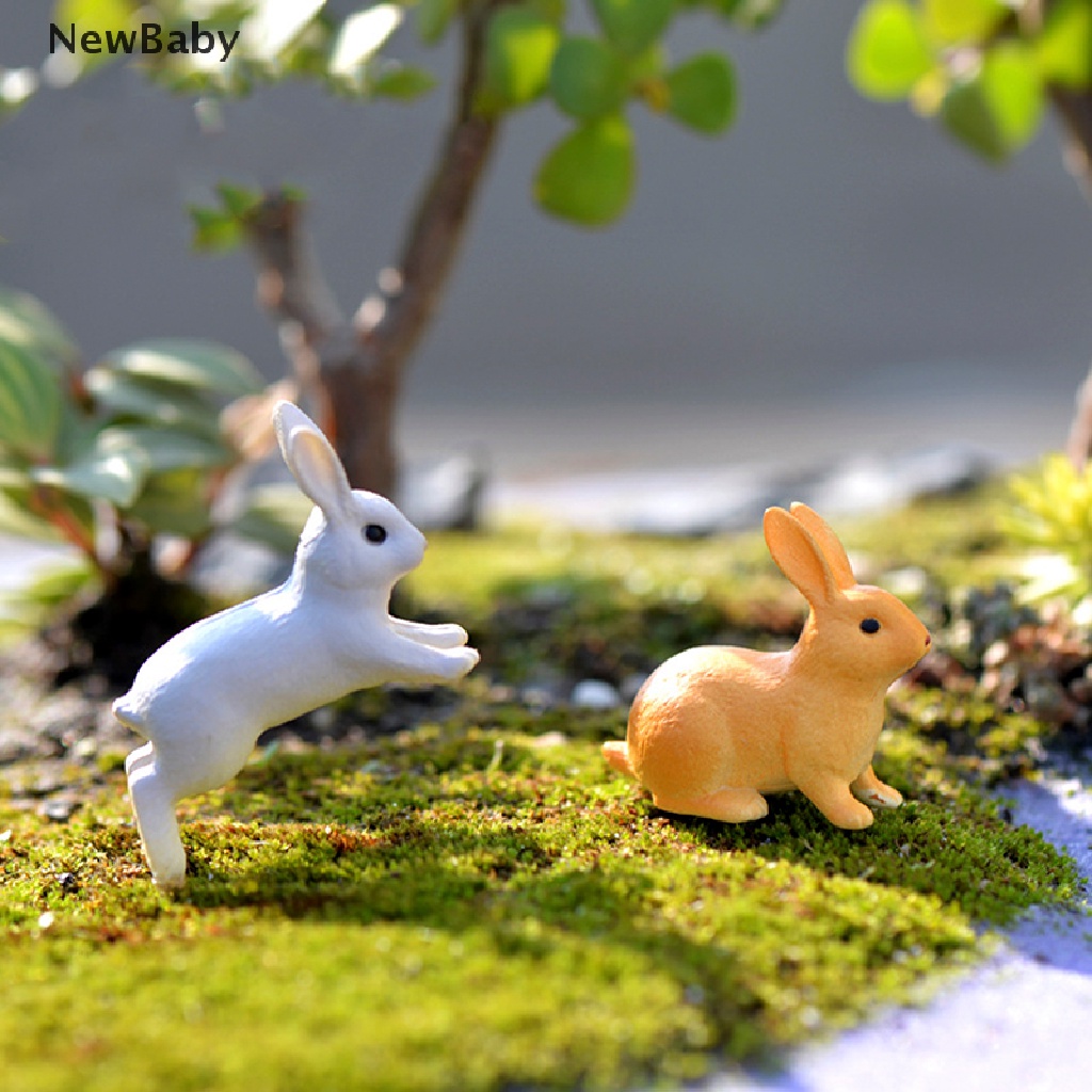 NewBaby 2/4pcs Rabbit Ornaments Miniature Figurine Micro Landscape Terrarium Fairy Decor ID