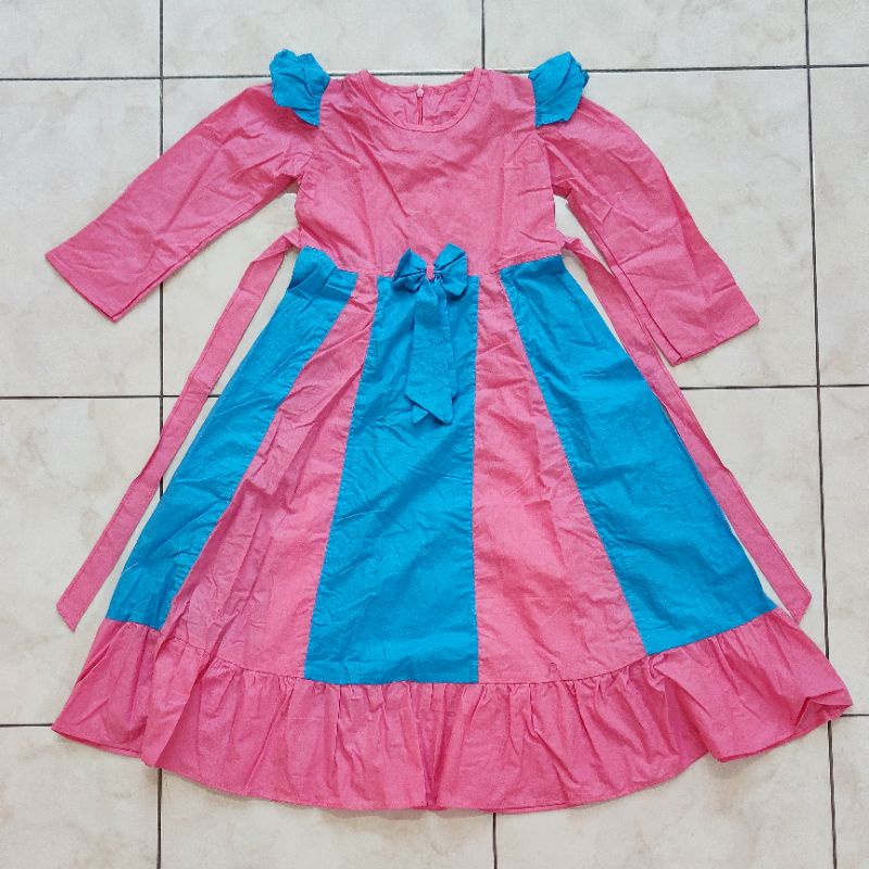 Gamis Anak Polos Kombinasi Warna