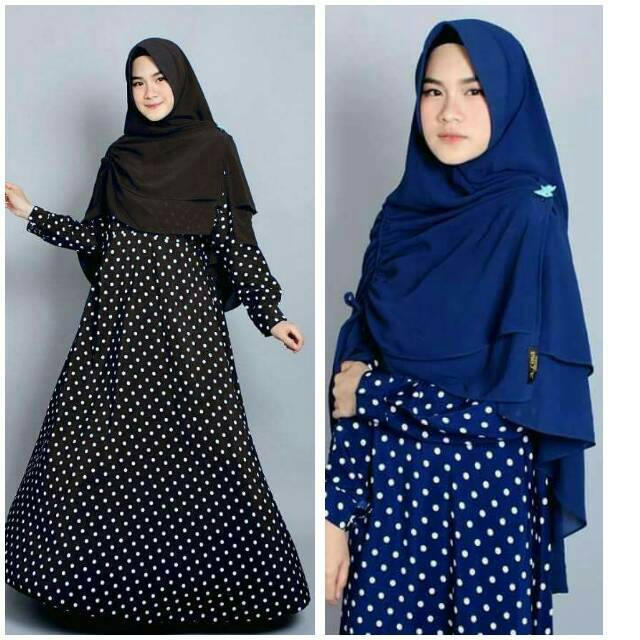 Gamis katun jepang polkadot best seller