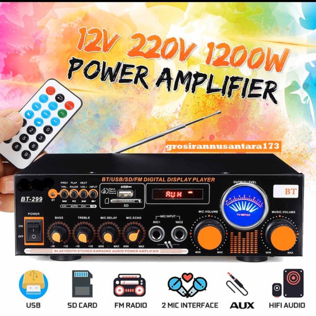 Power amplifier Dorras BT-299 - Amplifier Fleco BT 299 Ac dan DC - Ampli Bluetooth BT 299 fm dll