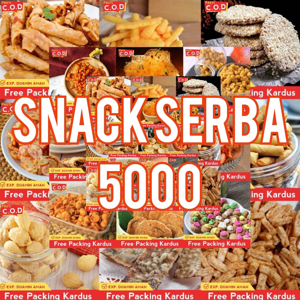 

Serba 5000 snack cemilan pedas manis gurih asin snack kiloan terlaris