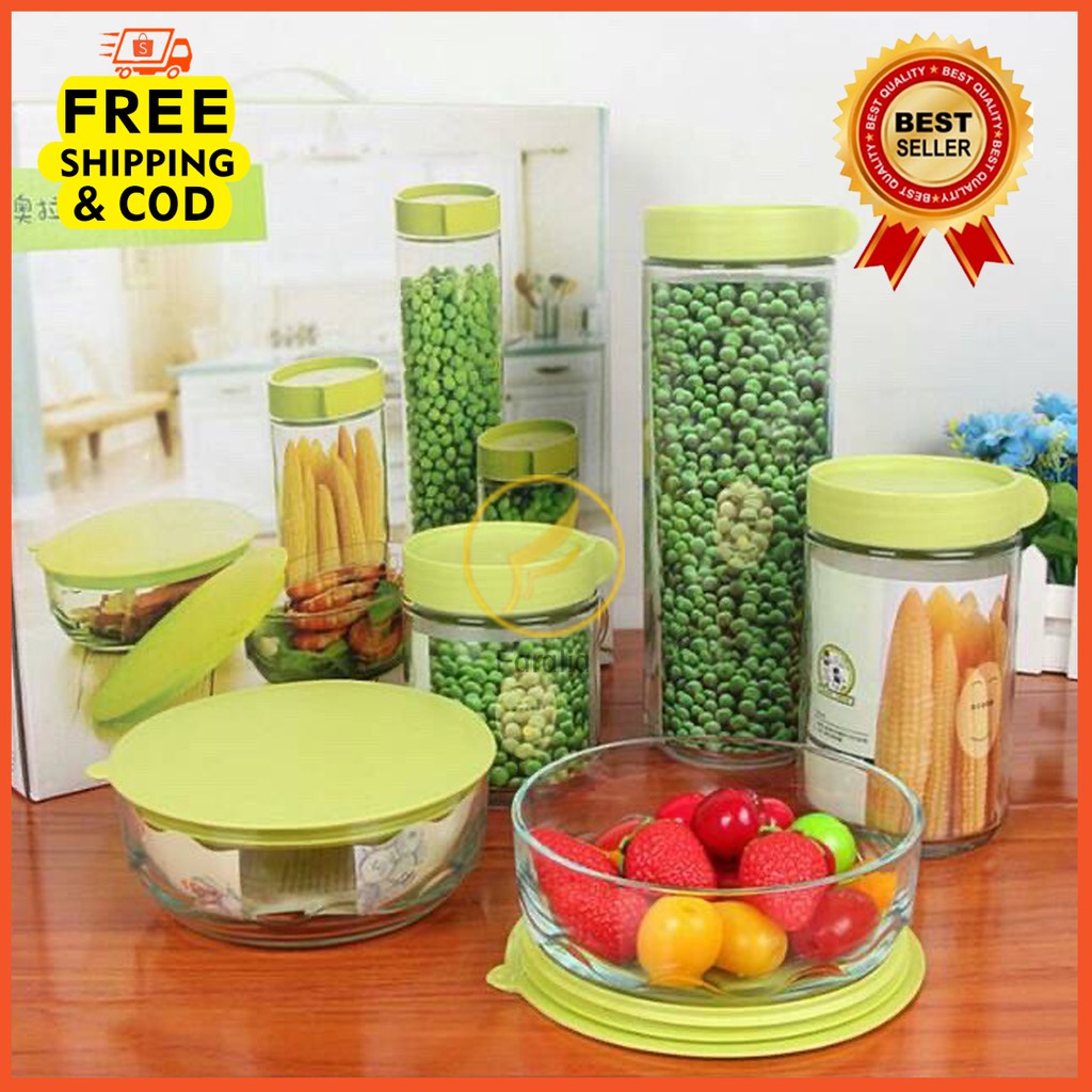 Toples Set 5in1 Isi 5 Kaca Glassware Marine Bowl Set Ever Green Penyimpanan Makanan Serbaguna