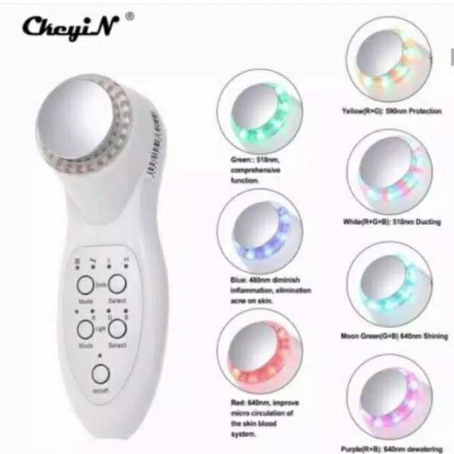 ALAT PIJAT WAJAH ULTRASONIK LED 2in1 Alat detox ultrasound setrika wajah pdt light 7 colour