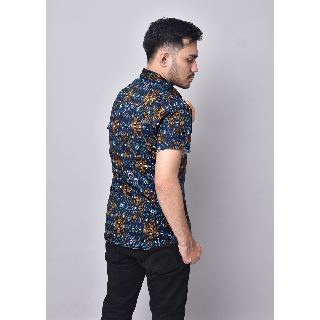 Babedo Kemeja Batik Pria Slim Fit Motif Snow Premium Lengan Pendek