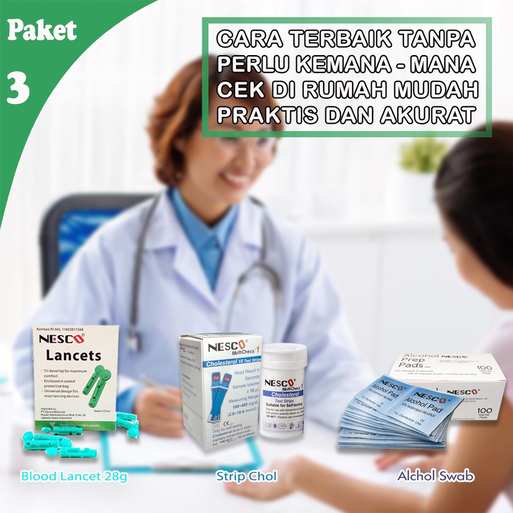 PAKET 3A (BLOOD LANCET + ALCOHOL SWAB + STRIP KOLESTEROL)