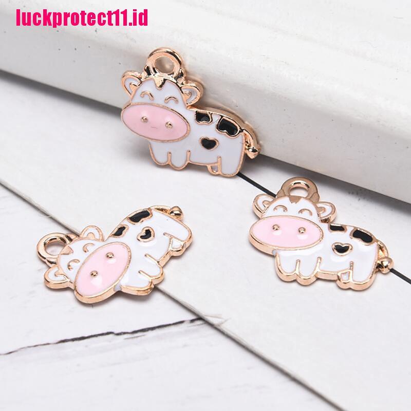 10pcs Liontin Enamel Bentuk Sapi Untuk Membuat Perhiasan Gelang