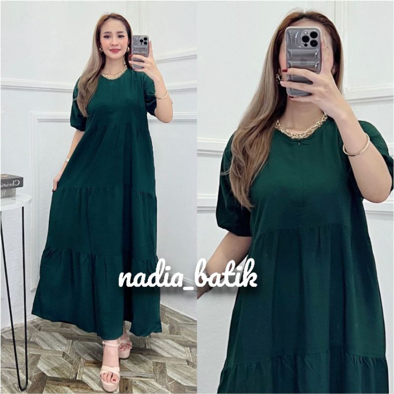 BAJU WANITA LONGDRES MODEL SUSUN TERBARU TANGAN KARET KEKINIAN BISA UNTUK IBU HAMIL DAN BUSUI BAJU PANJANG SEMATA KAKI PB 125CM