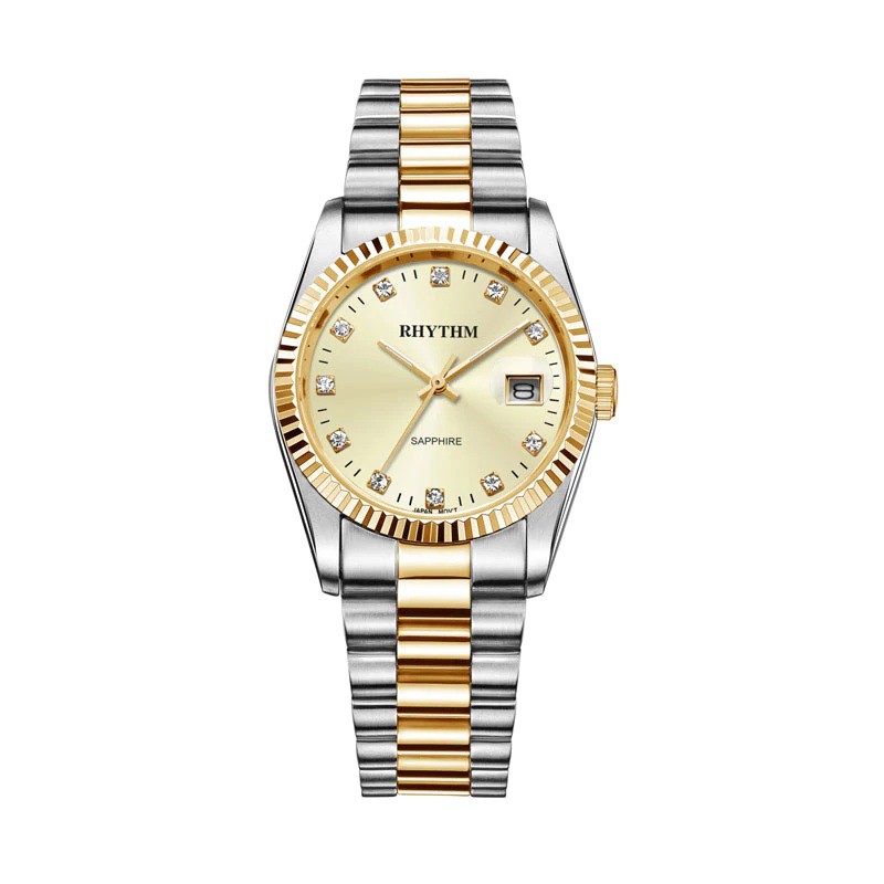 Rhythm R1202S 04 Stainless Jam Tangan Pria - Silver Gold