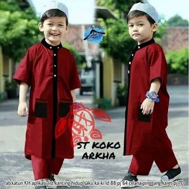 (COD) ARKHA KOKO ANAK KOKO ANAK  MURAH BANDUNG KONVEKSI KOKO ANAK PUSAT BAJU MUSLIM ANAK STELAN ANAK