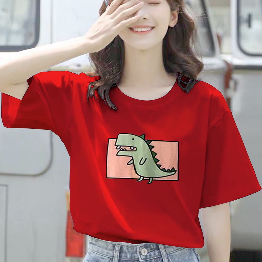 CALVIERO SHOP - BAJU KAOS ATASAN WANITA PRINT DINO CUTE