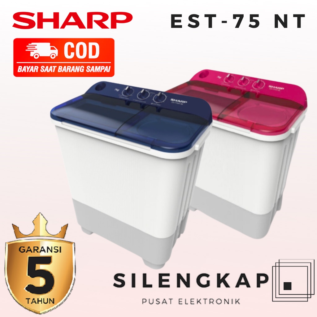 MESIN CUCI 2 TABUNG SHARP 7 KG EST-75-NT LOW WATT