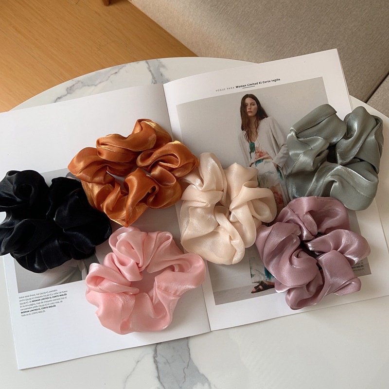 HIGH-END BIG SCRUNCHIE SOLID COLOR SCRUNCHIES WARNA POLOS SATIN BESAR IKAT KARET RAMBUT AKSESORIS ELEGAN KOREA HAIR TIES RIBBON ACCESSORIES