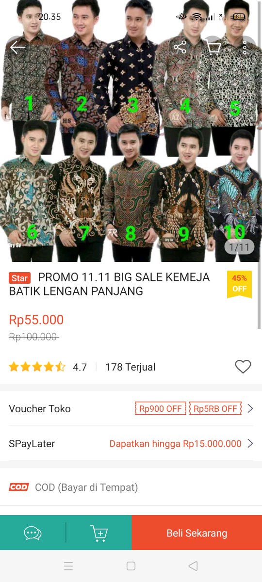 Promo  7.7 Mega Sale Kemeja Batik Lengan Panjang M L Xl